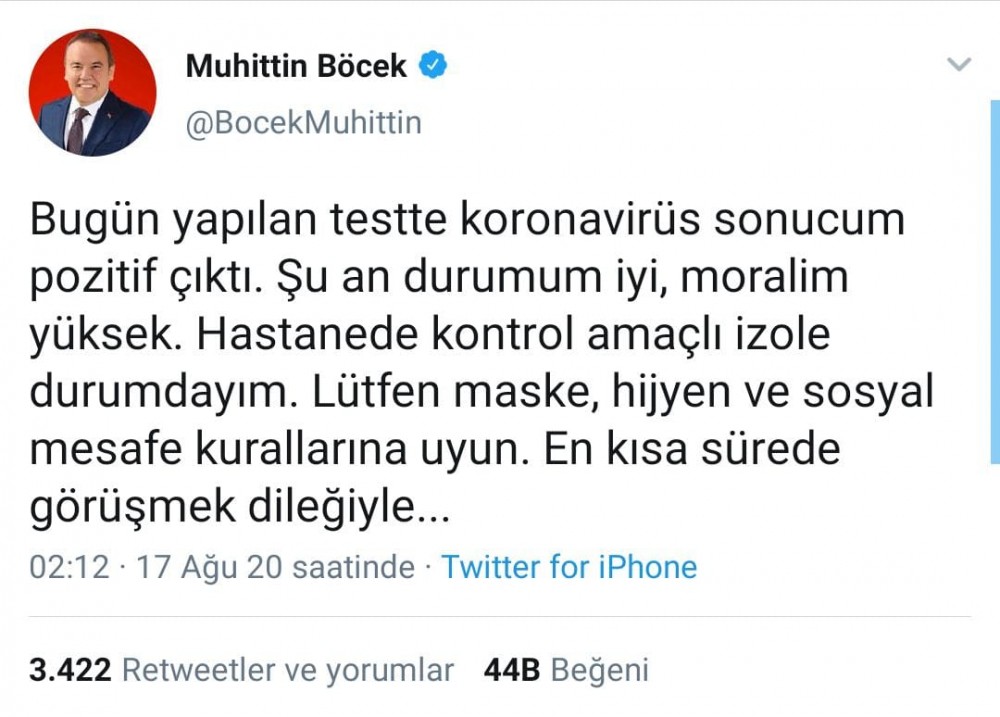 Türkiyədə şəhər rəhbəri koronavirusa yoluxdu - FOTO